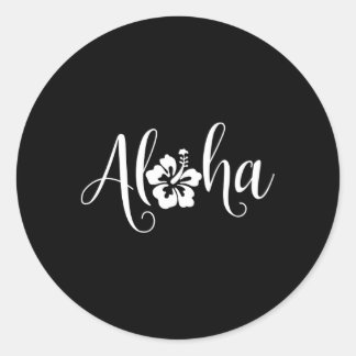 Aloha Hawaiian Hibiscus Flower Surfer Maui Kauai H Ronde Sticker