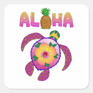 Aloha Hawaiian Honu Turtle Vierkante Sticker