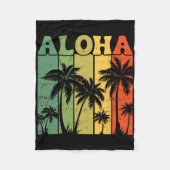 Aloha Hawaiian Island Palm Trees Surfboard Beach H Fleece Deken (Voorkant)
