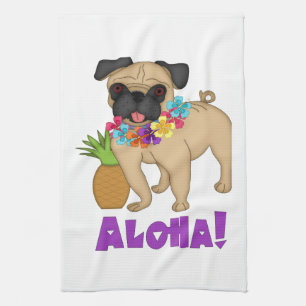 Aloha! Hawaiian Luau Pug en ananas T - shirts, Gif Theedoek