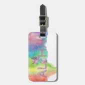 Aloha Hawaiian Pineappel, Waterverf Splash Bagagelabel (Voorkant verticaal)