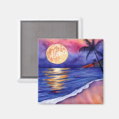 Aloha Hawaiian Pleine lune de Kauai Magnet (Recto/Verso)