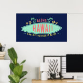Aloha Hawaiian Poster du surfer (Bureau à domicile)