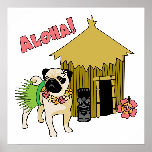 Aloha! Hawaiian Pug Posters en Prints (Voorkant)