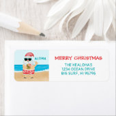 Aloha Hawaiian Santa Beach-kerstadres Etiket (Insitu)