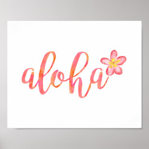 Aloha Hawaiian Summer Floral Typography Poster