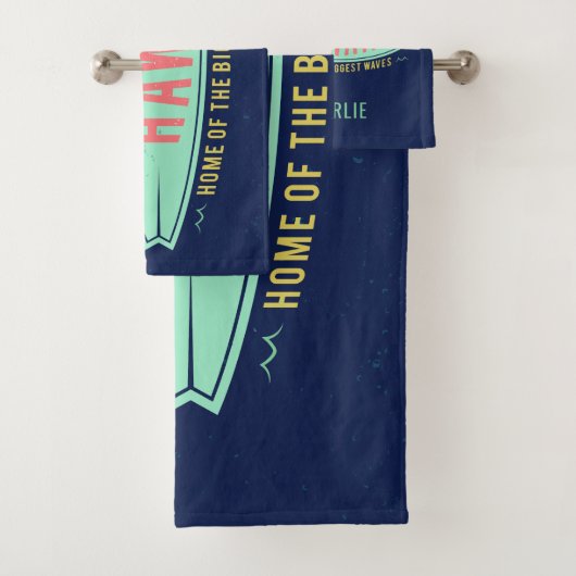 Aloha Hawaiian Surfer aangepaste handdoekset Bad Handdoek (Insitu)