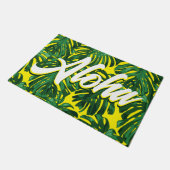 Aloha Hawaiian Tropical Green Yellow Palm Leaves Deurmat (Schuin)