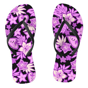 Aloha Heart Hawaiian Hibiscus Tropical Teenslippers