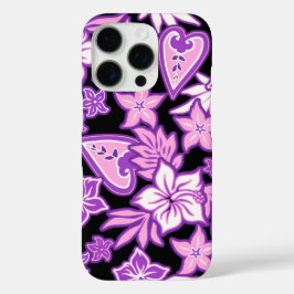 Aloha Heart Hawaiian Hibiscus Tropical Violet iPhone 16 Pro Hoesje