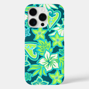 Aloha Heart Hawaiian Hibiscus Tropisch Blauwgroen iPhone 16 Pro Hoesje
