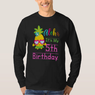 Aloha Het is mijn 5e verjaardag Hawaii Meisjes Zon T-shirt