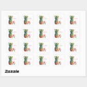 Aloha Hibiscus Bloem Ananas Vierkante Sticker (Vel)