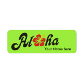 Aloha Hibiscus - flat Hawaii design + jouw ideeën Etiket (Voorkant)