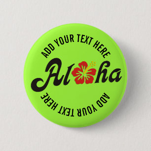 Aloha Hibiscus - flat Hawaii design + jouw ideeën Ronde Button 5,7 Cm