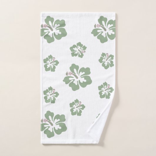 Aloha hibiscus floreel patroon wit en groen bad handdoek (Handdoek)