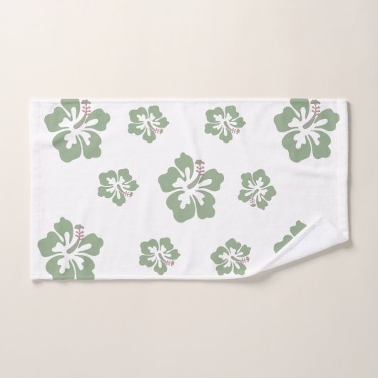 Aloha hibiscus floreel patroon wit en groen bad handdoek (Handdoek)
