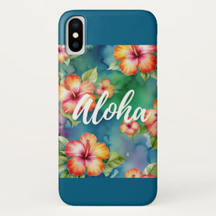 Aloha Hibiscus Tropisch Waterverf Bloemendesign iPhone X Hoesje