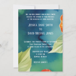 Aloha Hibiscus Tropische Waterverf Bloemenbruiloft Kaart