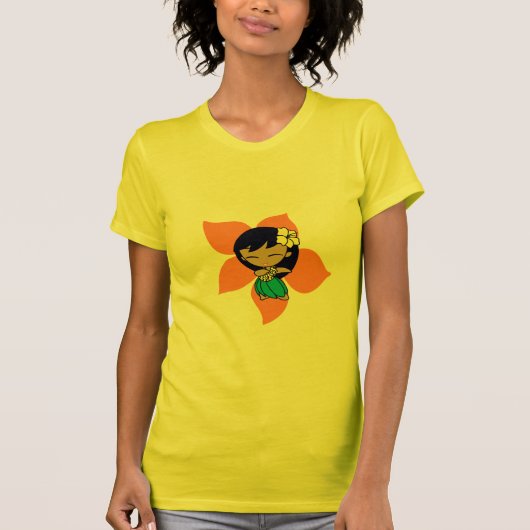"Aloha Honeys" Dames t-shirt in Geel (Voorkant)