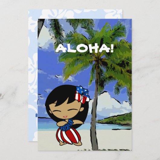 Aloha Honeys Hawaiian Beach Invitations patriotiqu (Devant / Derrière)