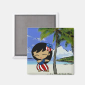 Aloha Honeys Hawaiian Beach Magnets patriotiques (Recto/Verso)