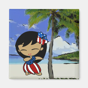 Aloha Honeys Hawaiian Beach Magnets patriotiques