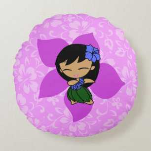 Aloha Honeys Hawaiian Hibiscus  Hula Meisje Rond Kussen