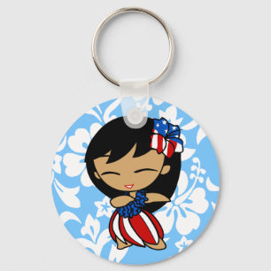 Aloha Honeys Hawaiian Hibiscus Patriotic Sleutelha Sleutelhanger