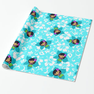 Aloha Honeys Hawaiian Hula Girl Wrapping Paper Cadeaupapier