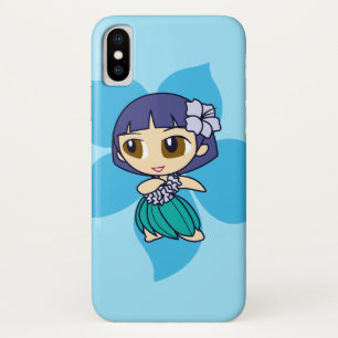 Aloha Honeys Hawaiian Turq Hibiscus Hula Girl iPhone X Hoesje