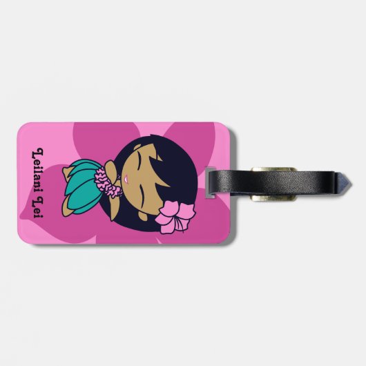 Aloha Honeys Hula Girl Hibiscus Bagagelabels (Achterkant horizontaal)