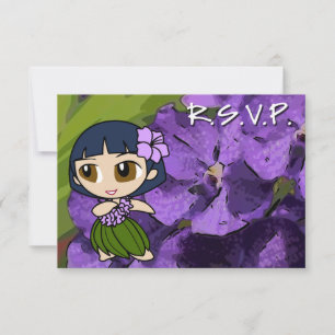 Aloha Honeys Hula Meisje RSVP-kaart RSVP Kaartje