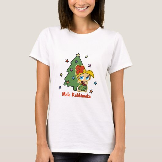 Aloha Honeys Kerstblond Hula Girl T-shirt (Voorkant)