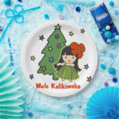 Aloha Honeys Kerstmis Hawaiian Hula Girl Papieren Bordje (Feest)