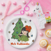 Aloha Honeys Kerstmis Hawaiian Hula Girl Papieren Bordje (Feest)