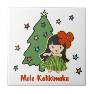 Aloha Honeys Kerstmis Hawaiian Hula Girl Tegeltje