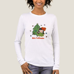 Aloha Honeys Kerstmis Hawaiian Hula Girl Tri-Blend Shirt