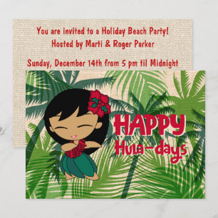 Aloha Honeys Kerstvakantie Hula Meisje Palmen Kaart