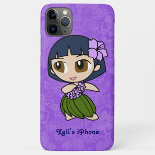Aloha Honeys Paarse Hula Meisje Hawaiian Hibiscus iPhone 11 Pro Max Hoesje