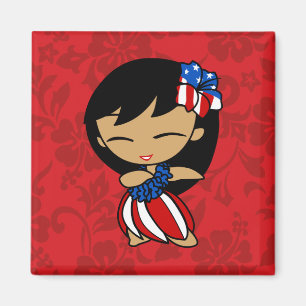 Aloha Honeys Patriotique Hula Girl Magnet