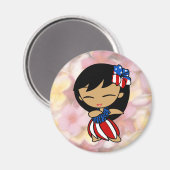 Aloha Honeys Plumeria hawaïenne Magnets patriotiqu (Recto/Verso)