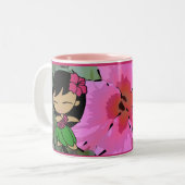 "Aloha Honeys" Roze Hibiscus Mok (Voorkant links)