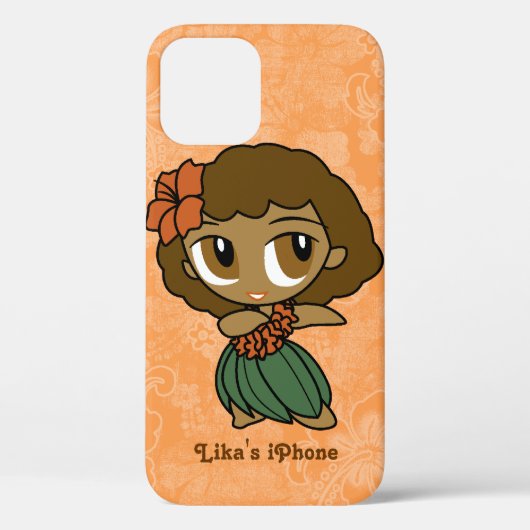 Aloha Honeys Sinaasappel Hula Girl Hawaiian Hibisc Case-Mate iPhone Case (Achterkant)