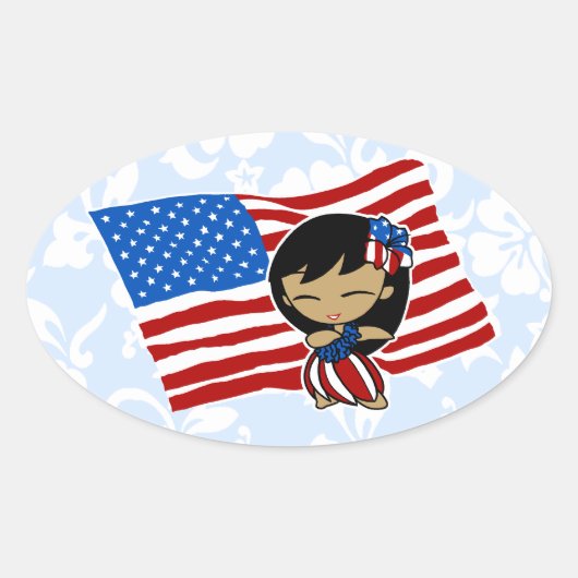 Aloha Honeys USA Drapeau Hula Girl Stickers (Devant)