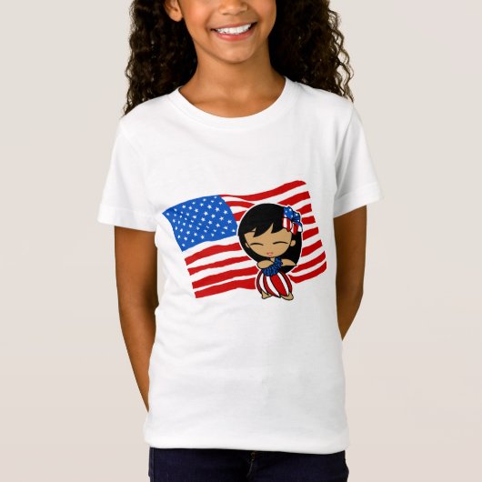 Aloha Honeys USA Drapeau Hula Girl T-shirts (Devant)