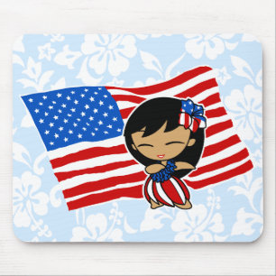 Aloha Honeys USA Flag Hula Meisje Muismatten