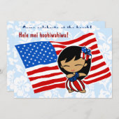 Aloha Honeys USA Vlag Hula Meisje Uitnodigingen (Voorkant / Achterkant)