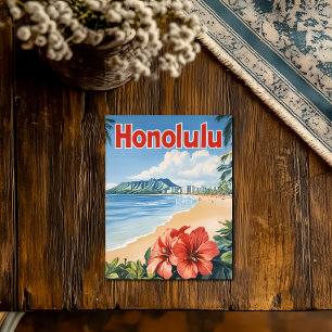 Aloha Honolulu Vintage Reisposter Briefkaart