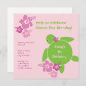 Aloha Honu Première Invitation d'anniversaire - ro (Devant / Derrière)